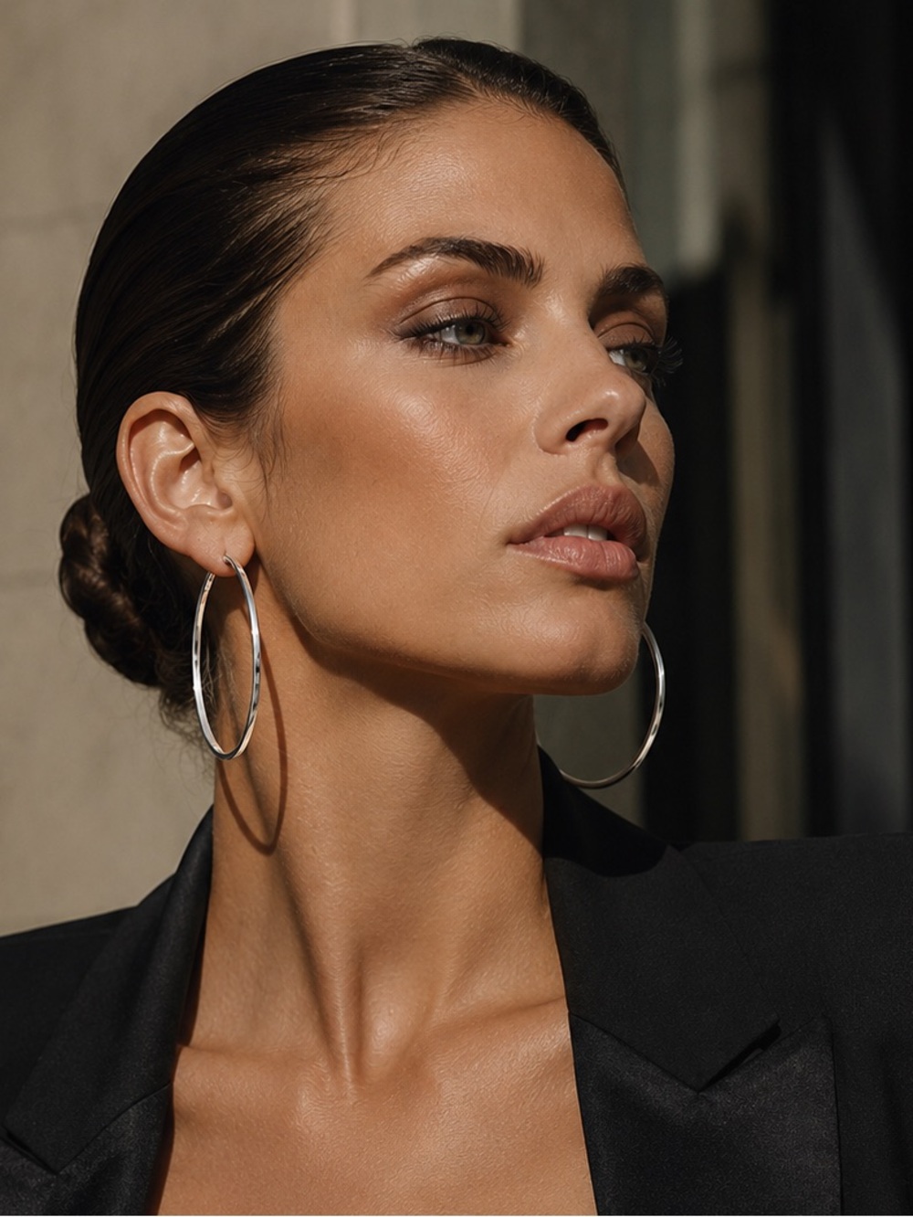 Solid Silver-Tone Oversized Hoop Earrings | 2.5” / 6.35 cm